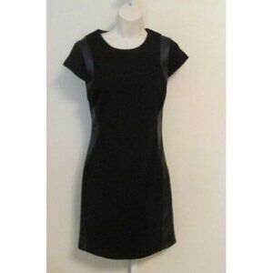 DVF Diane von Furstenberg Pele leather trim knit suiting black dress shift new 2